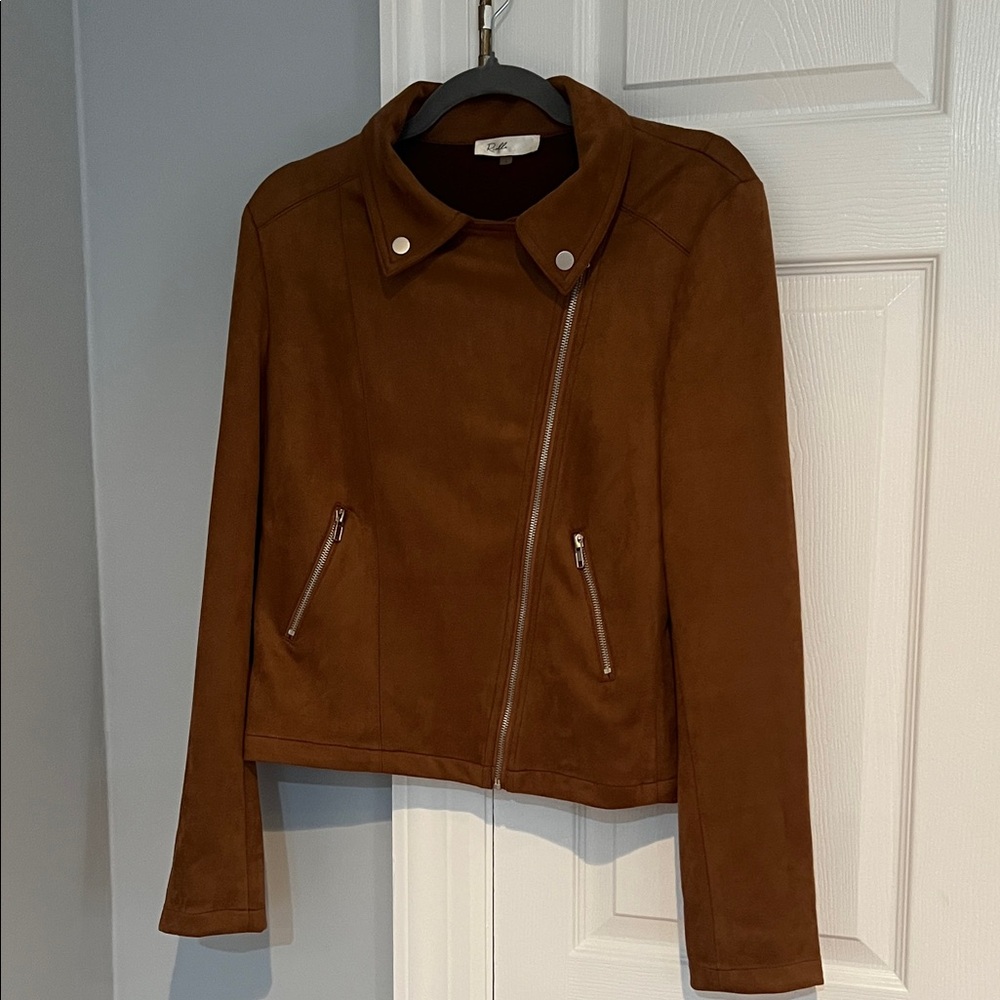 Brown Women's sueded moto Jacket